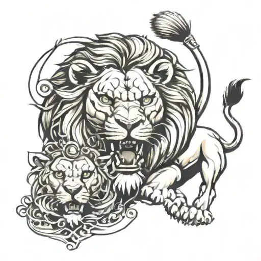 Lion Eating Another Lion