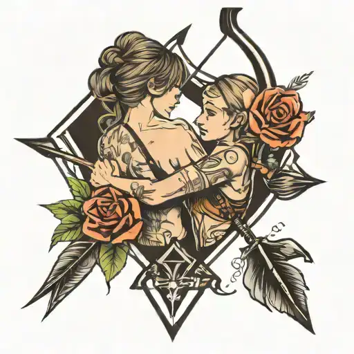 Bow And Arrow Couple Tattoo For