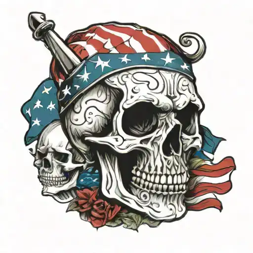 Skull Wearing American Flag