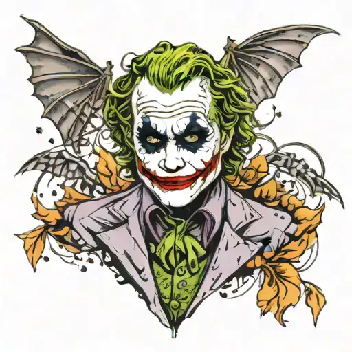 The Joker Heath Ledger With Bats Flying Across