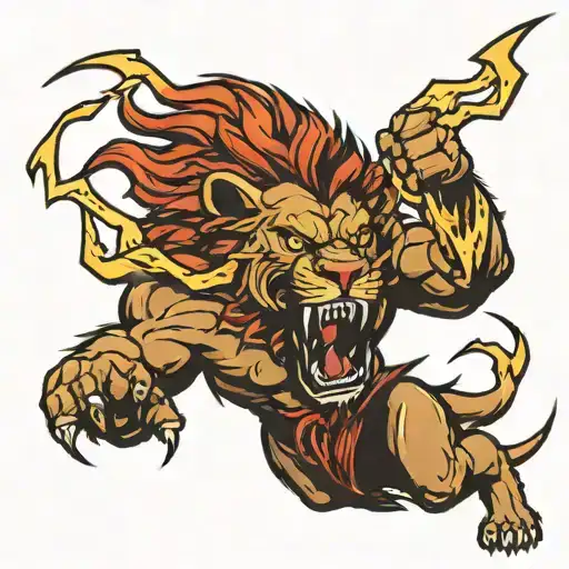 Angry Lion Throwing Lightning Bolts