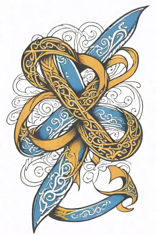 Colon Cancer Ribbon Intertwined Representing Strength