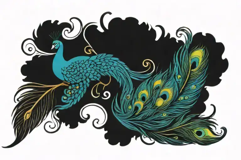 Leo Zodiac Sign Intertwined With Peacock Feather
