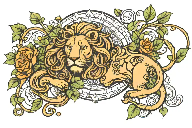 Leo Zodiac Sign Intertwined With Vines