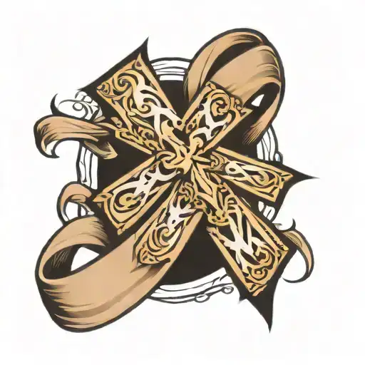 Cross With Cancer Ribbon