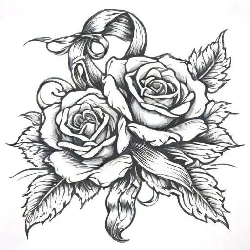 Rose And Ribbon Intertwined