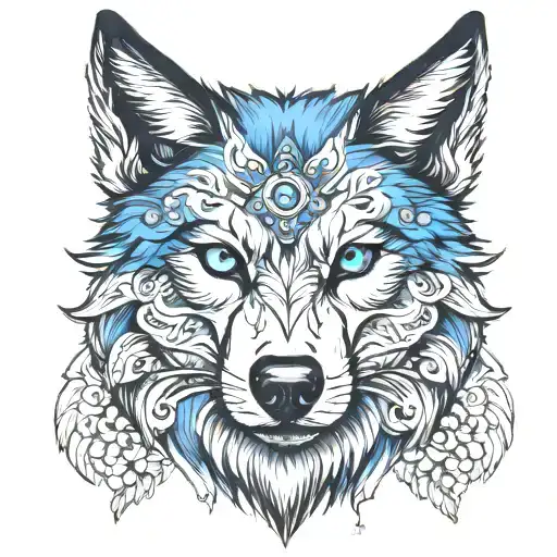 Wolf Head With Blue Eyes