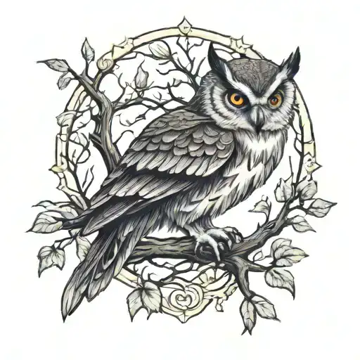 Owl In Oak Tree