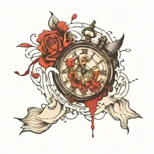 Broken Clock Map Tattoo Design