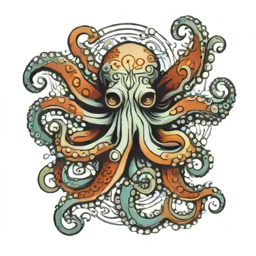 Nautical Tattoo Design Featuring Octopus