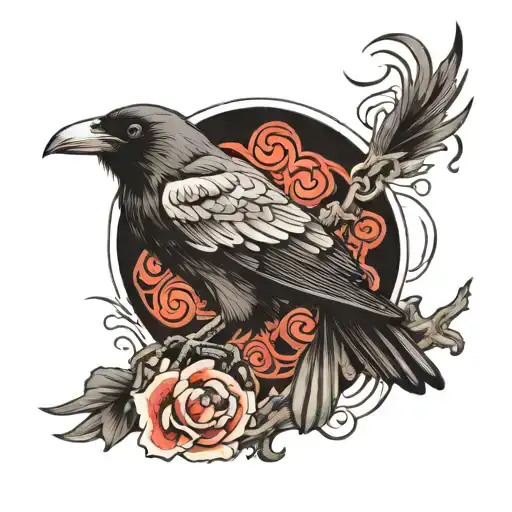 Crow In Japanese Style