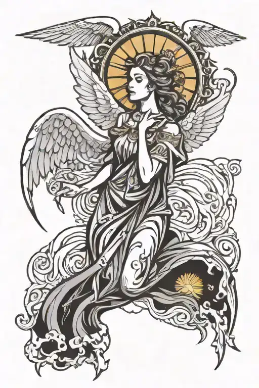 Angel Looking Up At Sun