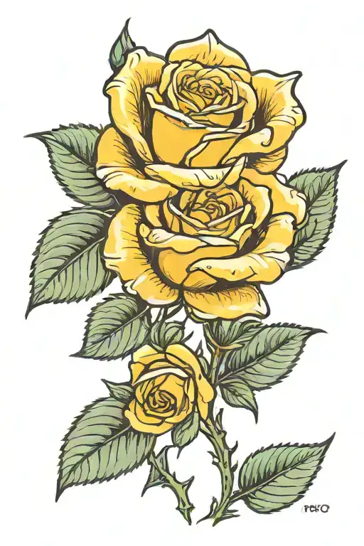 Small Yellow Rose With Stem