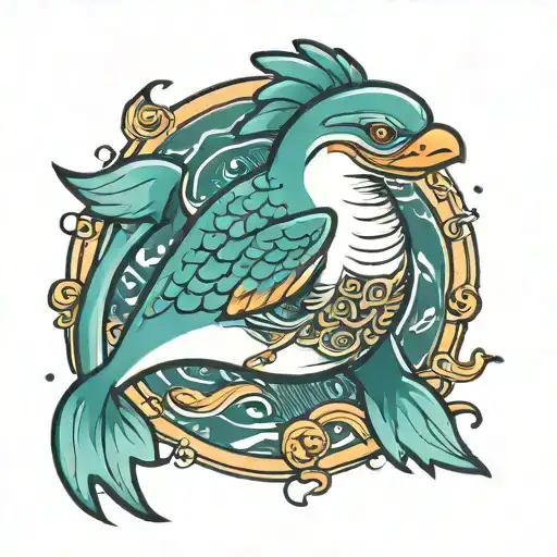 Chicken Nugget Riding Dolphin