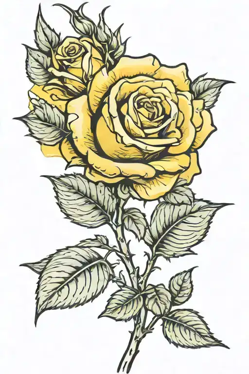 Single Small Yellow Rose On Stem