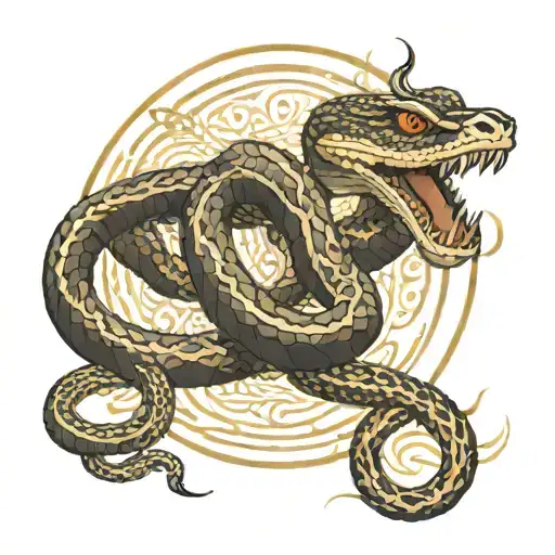 Tattoo Linear Scale And Snake