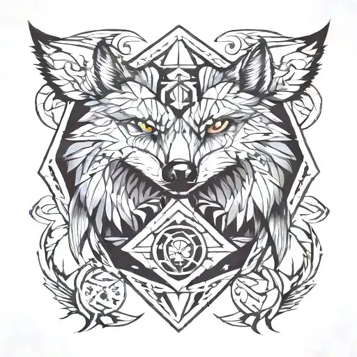 Wolf And Eagle Geometric Design