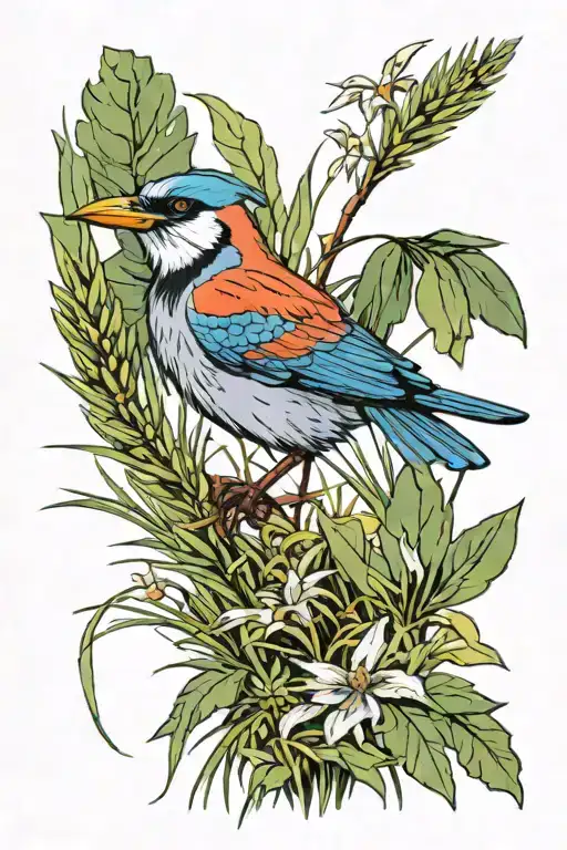 Cardinal Oriole Kiskadee Blue Heron Surrounded By Grasses Nature