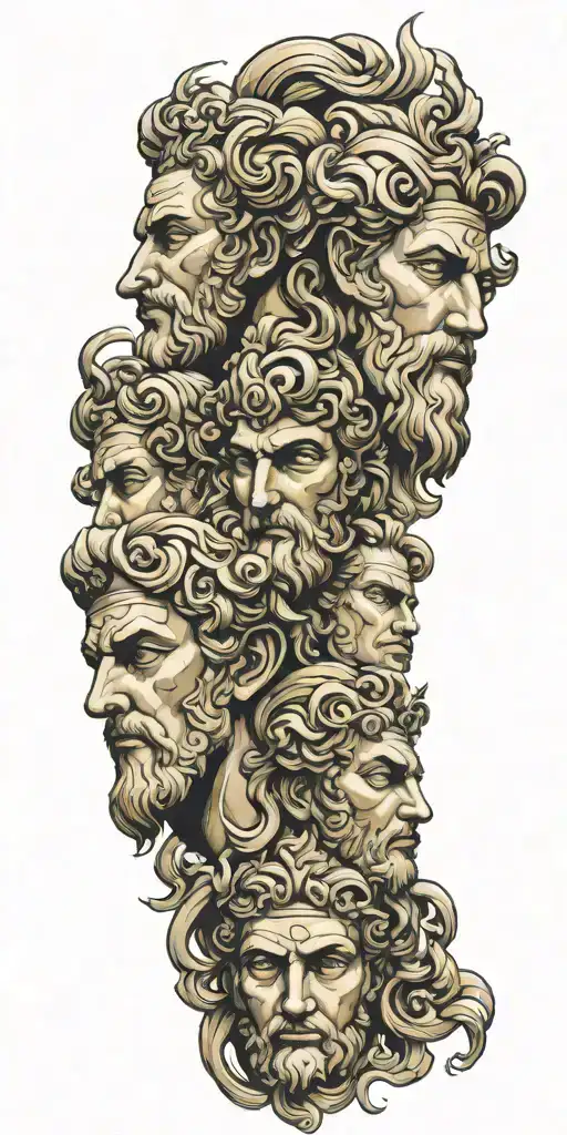 Roman Greek Gods Faces Being Melded Together
