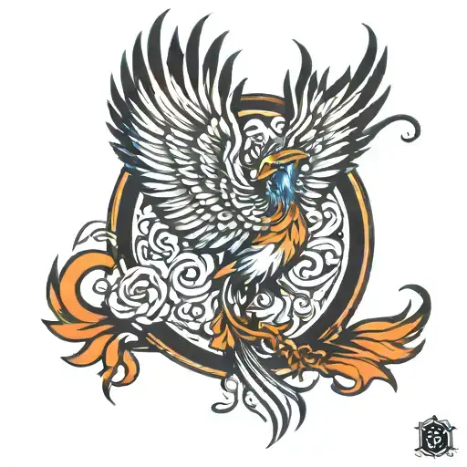 Phoenix Bird Flying On Arm Band Tatttoo