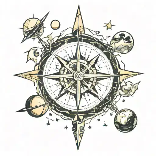 Compass And Planets And Stars