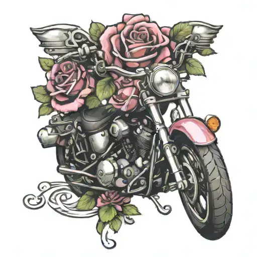 A Motorcyle Wrapped With Prim Rose