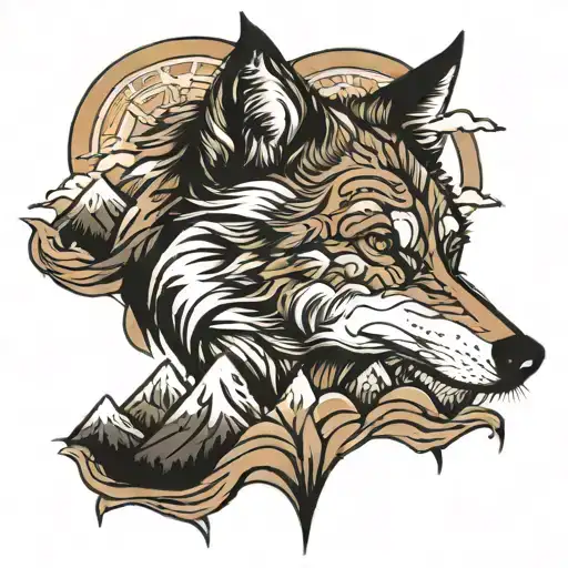 Wolf And Mountain Peaks