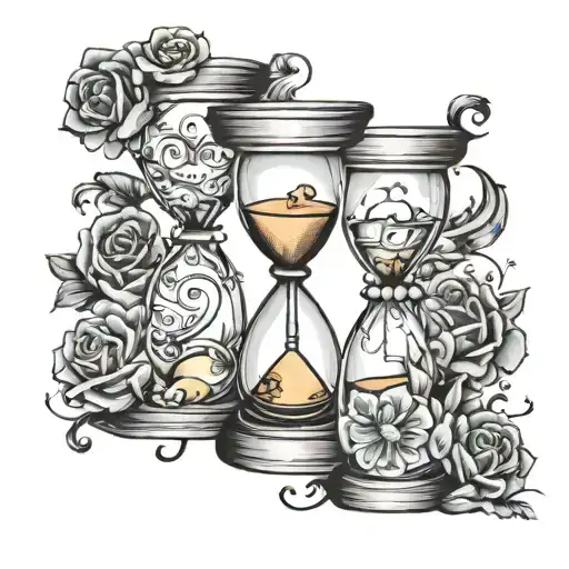 Hourglass And Feet Of A Baby With A Name