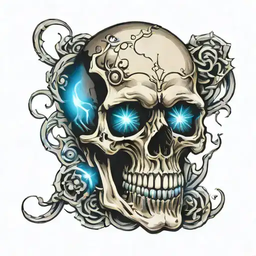 Skull With Blue Glowing Eyes