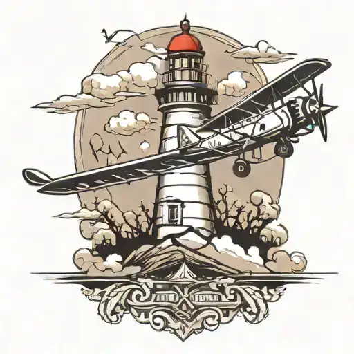 Lighthouse With Airplane