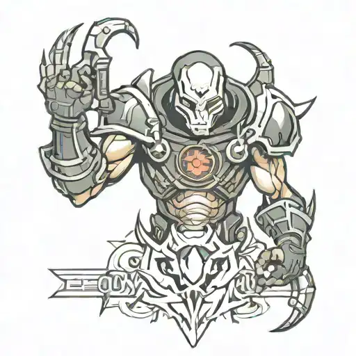 Doom Guy Symbol Tattoo On Chest