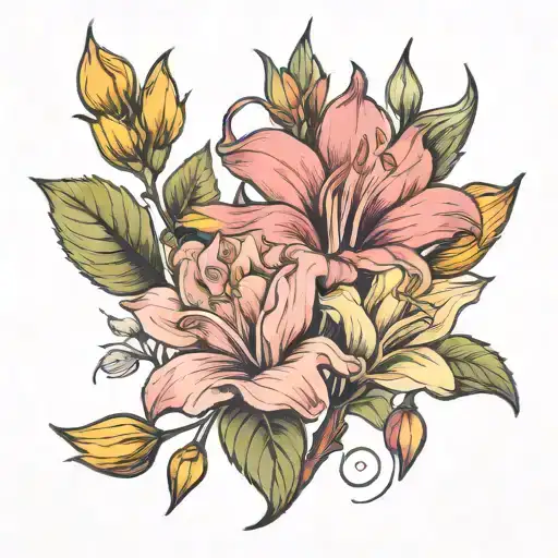 Rose Gladiolus Daisy Marigold Flowers Intertwined Representing