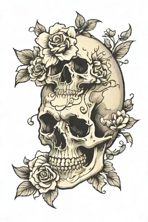 Skull And Flower