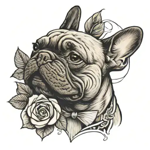 French Bulldog With A Rose In Mouth Open