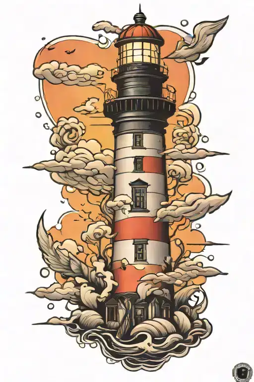 Lighthouse Lillle Girl Sunset Background