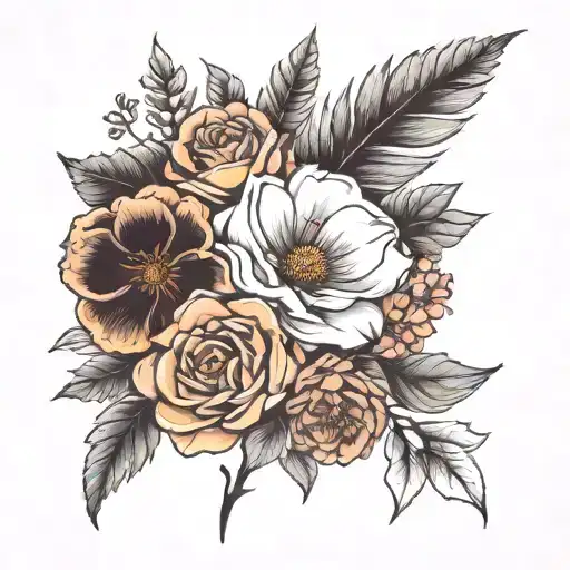 Birth Month Spine Flower Tattoo With December November October March And April Birth Month Flowers