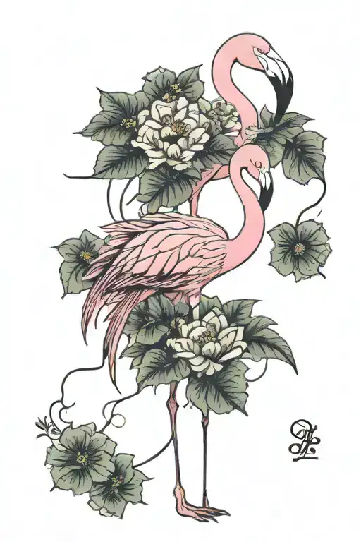 Flamingo Standing With Jasmin Blossoms As Body