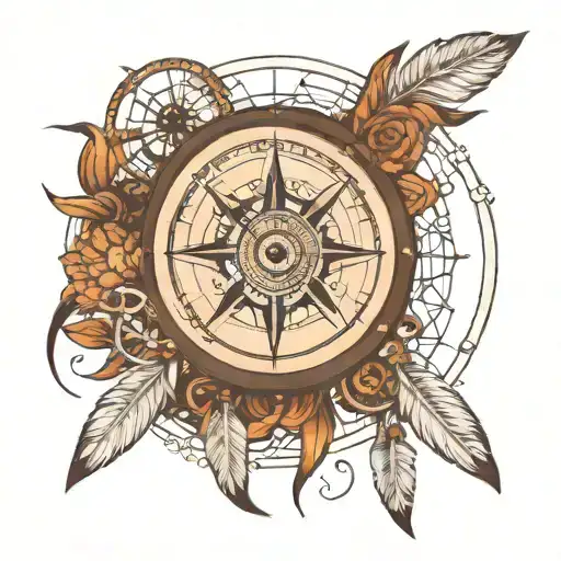 Compass And Dream Catcher With The Phrase Aut Viam Inveniam Aut Faciam