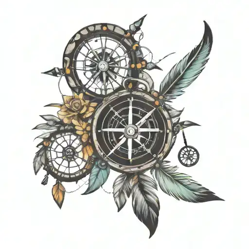 Compass And Dream Catcher With The Phrase Aut Viam Inveniam Aut Faciam