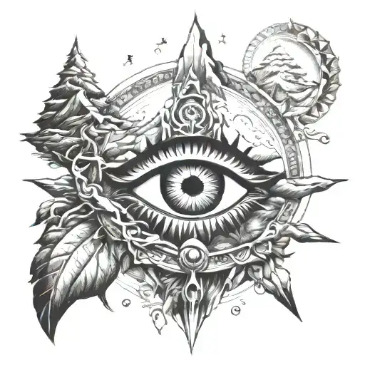 Shiva Third Eye Surrounded My Mountain Scene Inspired