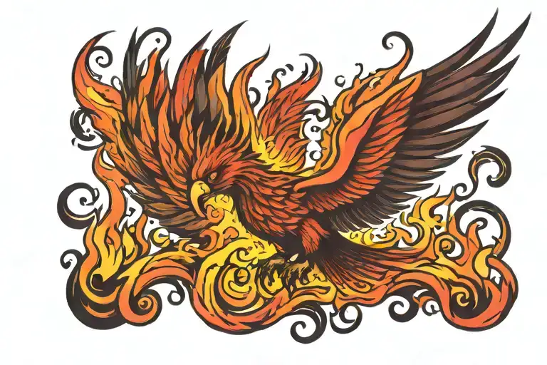Phoenix Rising From Flames