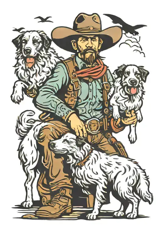 Cowboy With Sheepdog