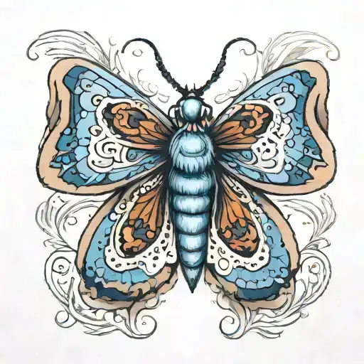Blue Brown And Gray Moth