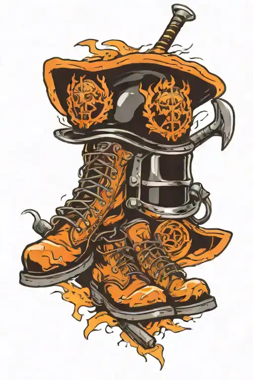 Fire Helmet Axe Halligan And Bunker Pants Boots Memorial