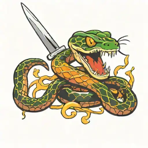 Snake Getting Stabbed With Knife