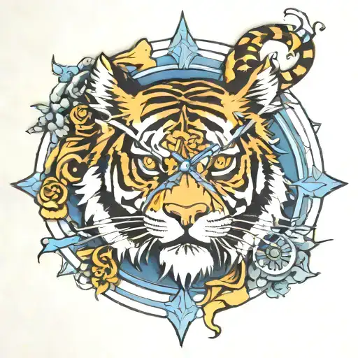 Cross Clock Tiger