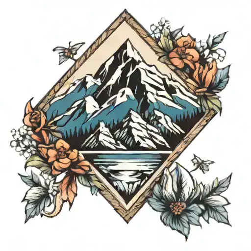 Mountains In Diamond Frame