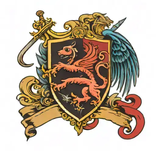 Coat Of Arms With Battle Cat On The Left And Swift Wing On The Right