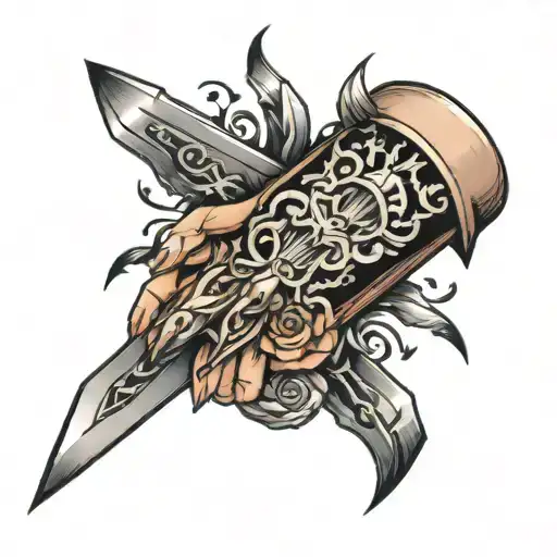 Switch Blade In A Girls Hand Black