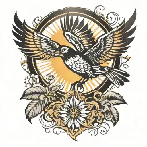 Bird Flying Towards The Sun